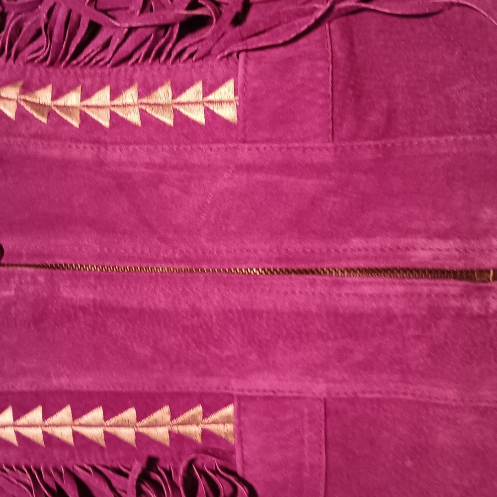 Pioneer wear grape purple leather fringe jacket - Picture 5 of 7